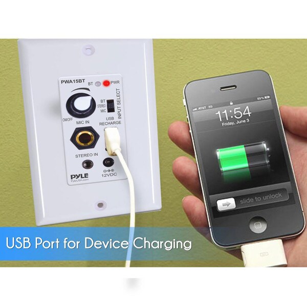 Main product image for Pyle PWA15BT In-Wall Wall Plate Audio Control Ampli 310-2682